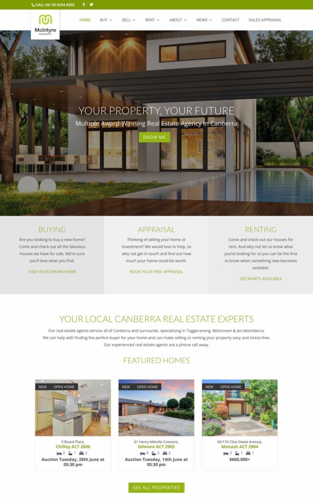 Mcintyre Property project screenshot by Ericks Webs Design