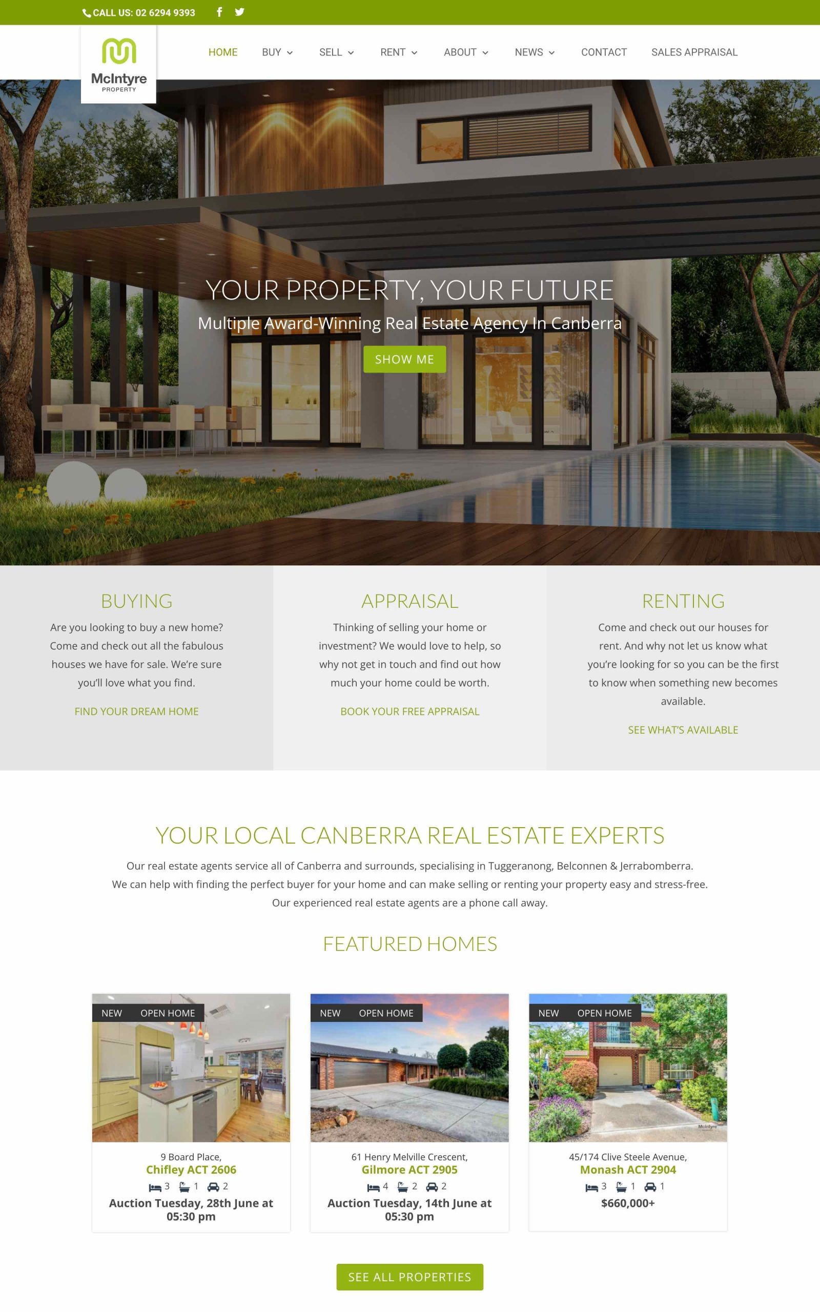 Mcintyre Property project screenshot by Ericks Webs Design