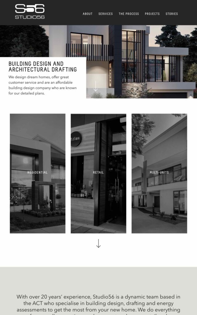 Studio 56 project screenshot by Ericks Webs Design