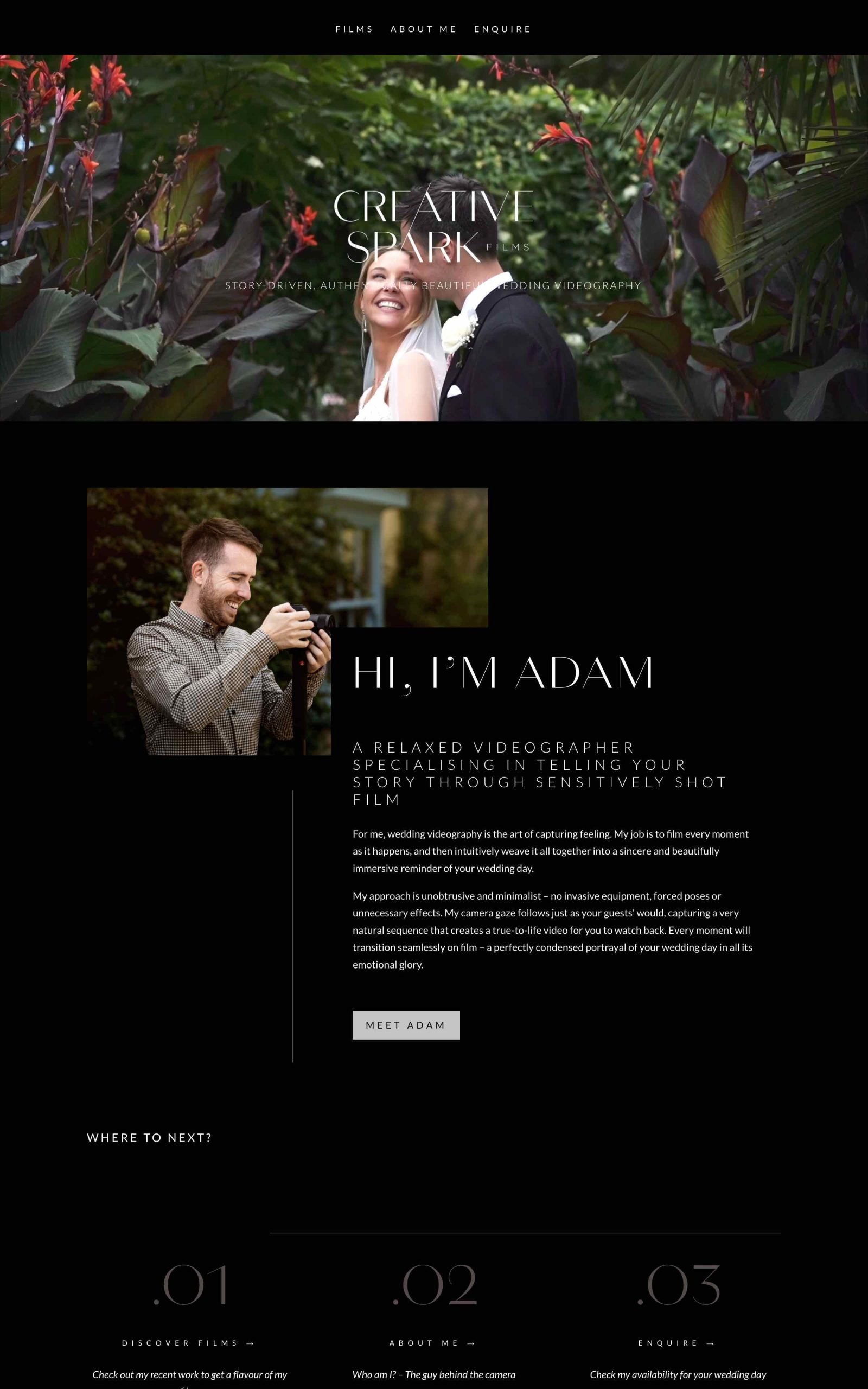 Creative Spark Films project screenshot by Ericks Webs Design