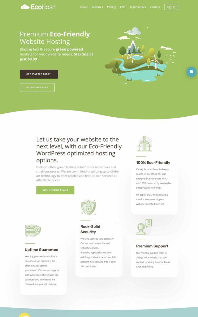 EcoHost EcoHost project screenshot by Ericks Webs Design