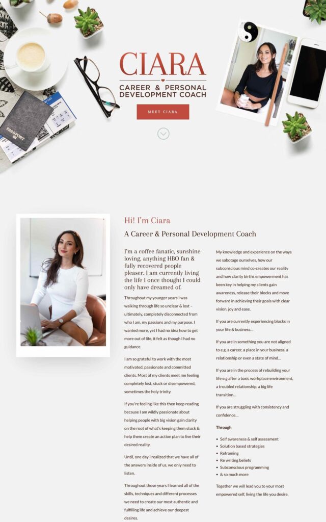 Coaching with Ciara project screenshot by Ericks Webs Design