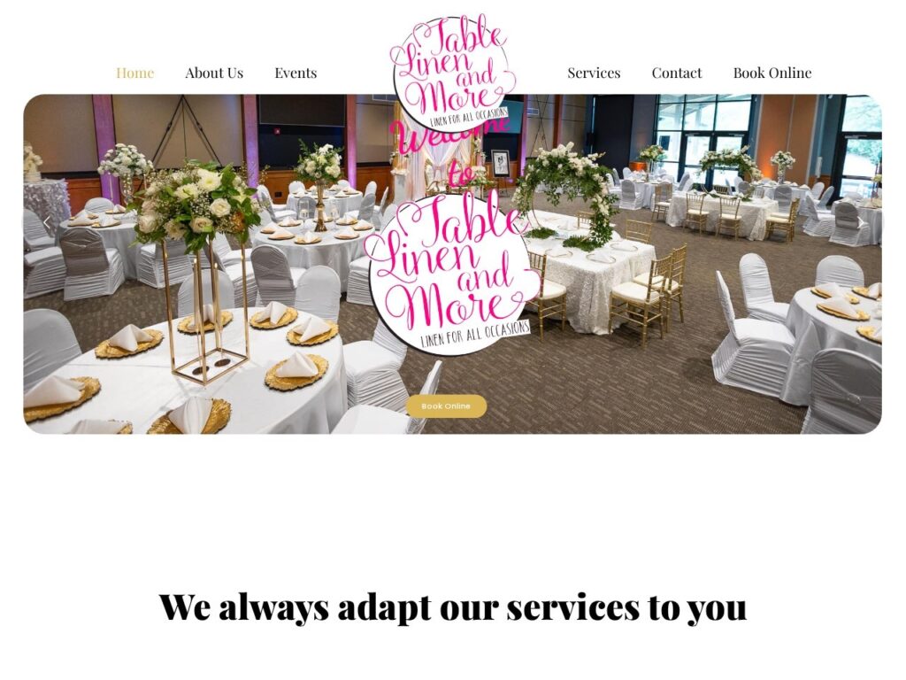 Table Linen & More Case Study homepage screenshot