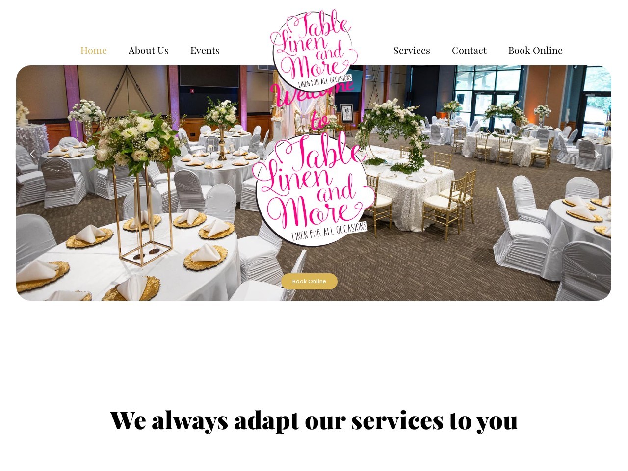 Table Linen & More Case Study homepage screenshot